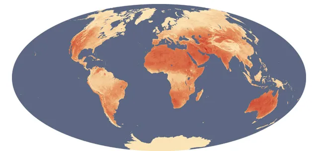 Carte satellite des points les plus chauds de la Terre (illustration)