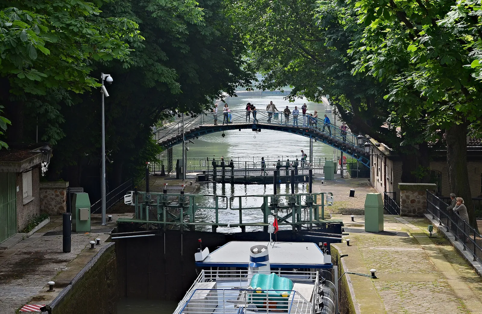 Les écluses des Récollets sur le canal Saint-Martin, à Paris