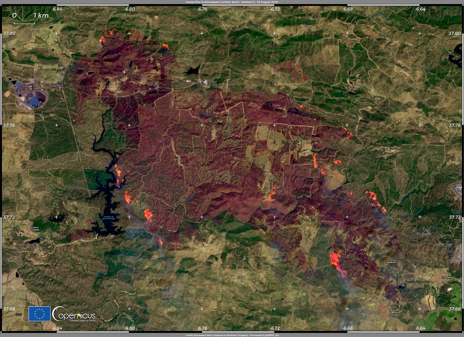 Un feu de forêt en Espagne (illustration)
