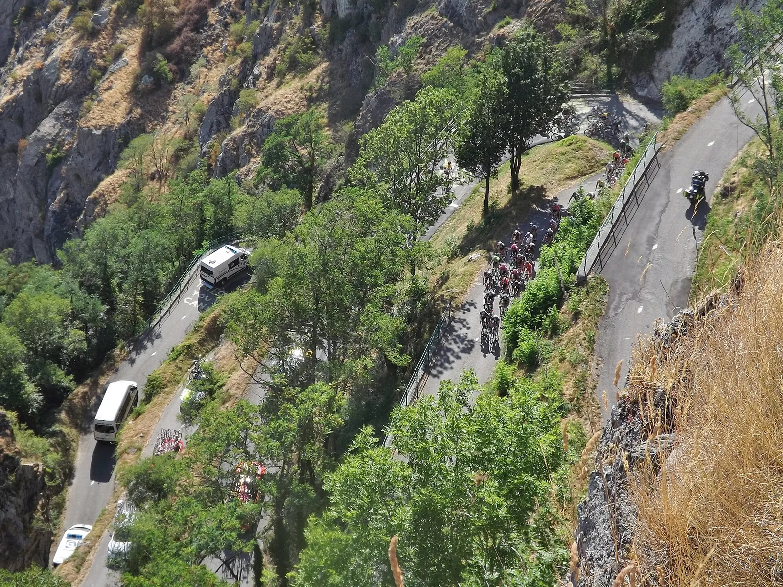 Le peloton du Tour de France sur les routes de montagne