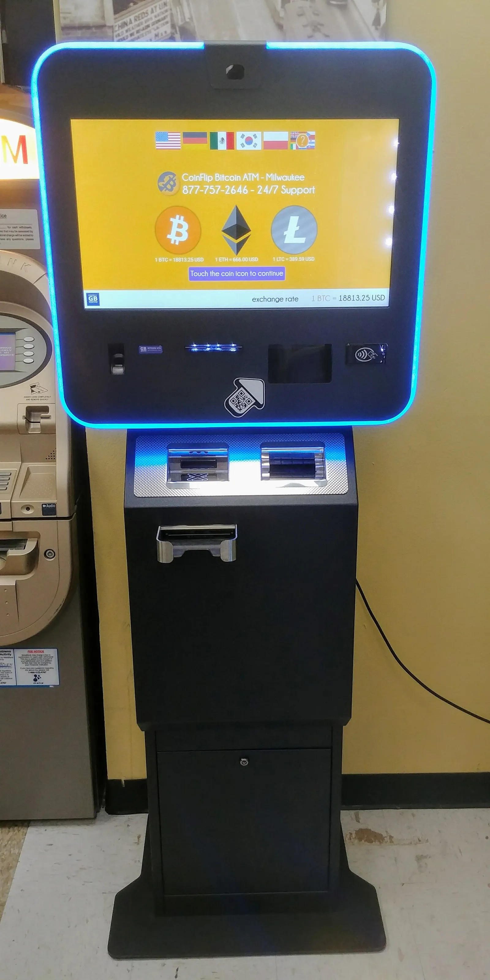 Un distributeur de cryptomonnaies (illustration)