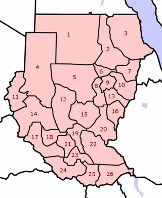 Carte des États du Soudan (illustration)