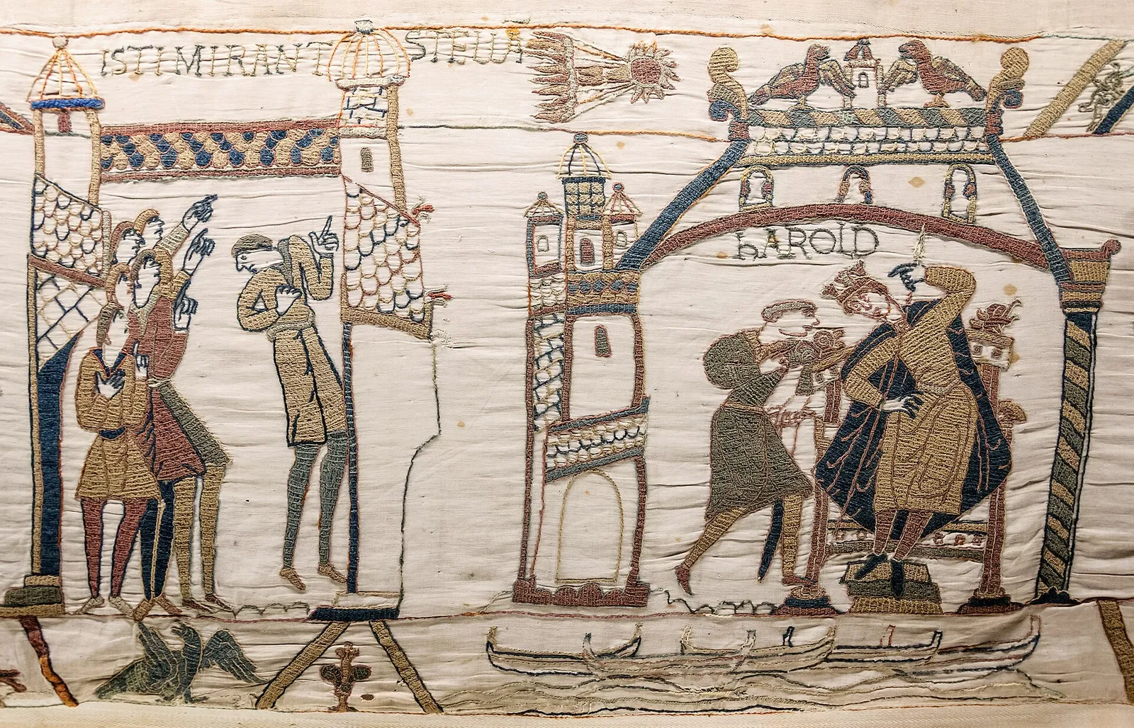 Scène de la tapisserie de Bayeux (comète de Halley et le roi Harold)