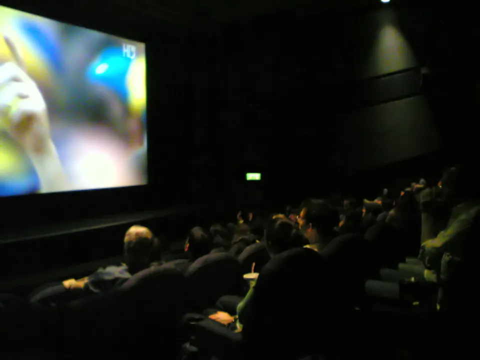 Un match de football retransmis dans une salle de cinéma