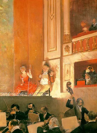 Représentation au théâtre, peinture de Jean Béraud