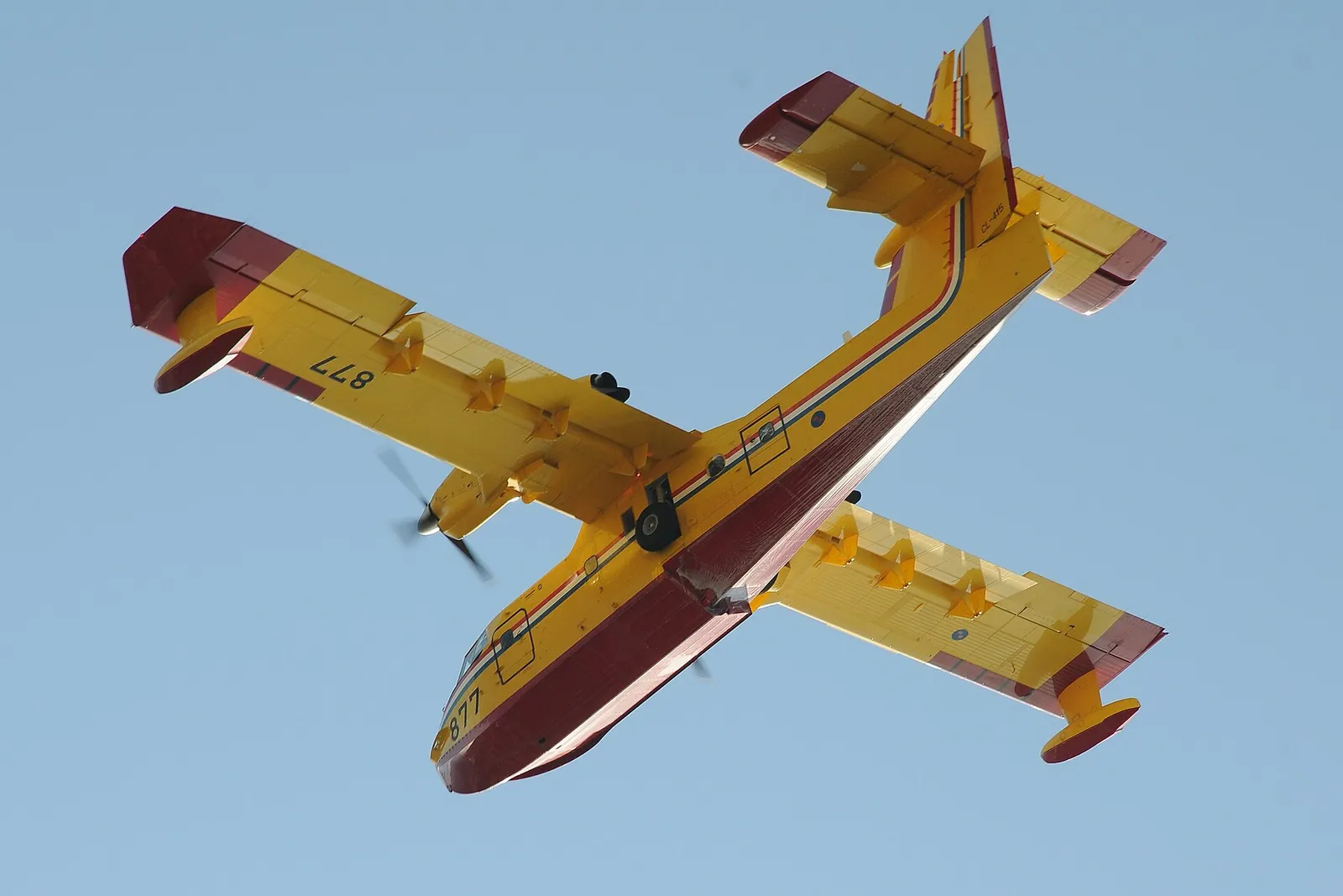 Un Canadair CL-415, avion bombardier d'eau du même type que ceux engagés en France